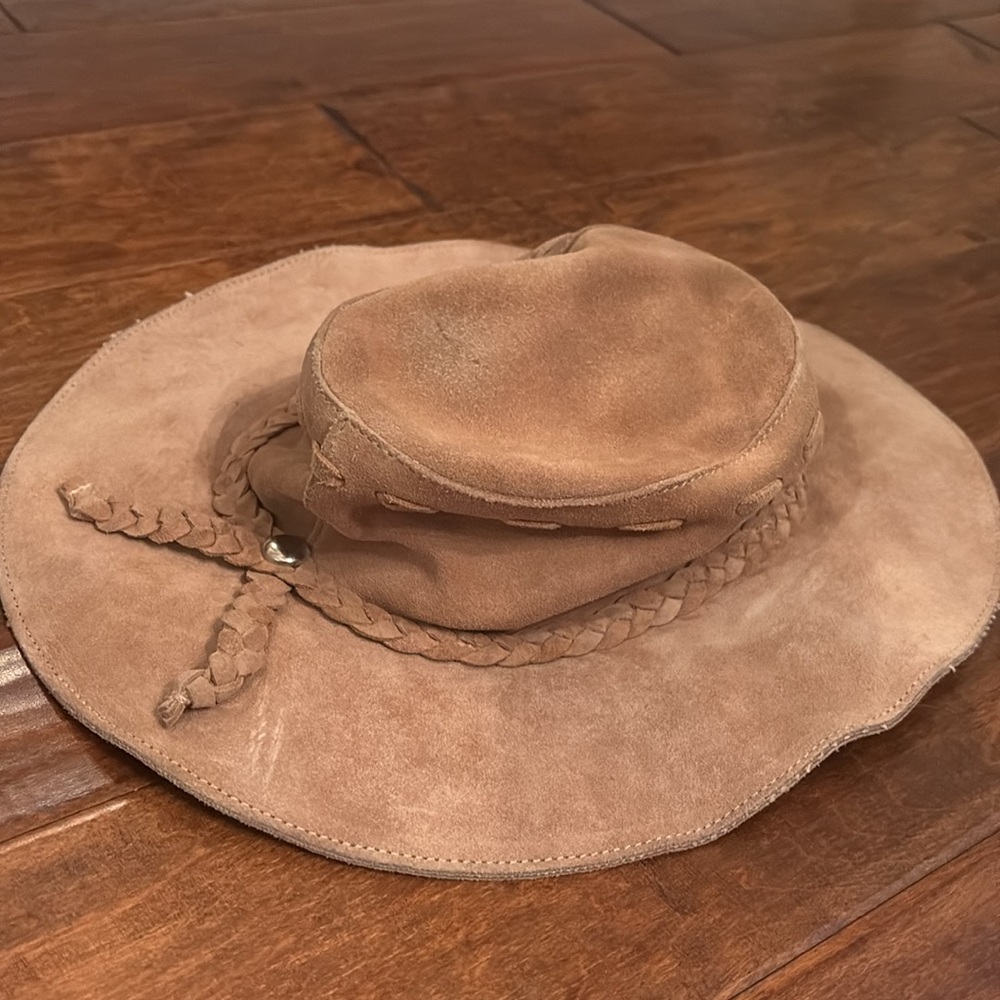 Vintage Banana Republic Suede KLONDIKE 49er Hat Floppy prospectors Western Tan - Picture 3 of 10